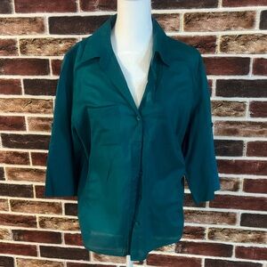 Ann Taylor Teal Button-Down Shirt